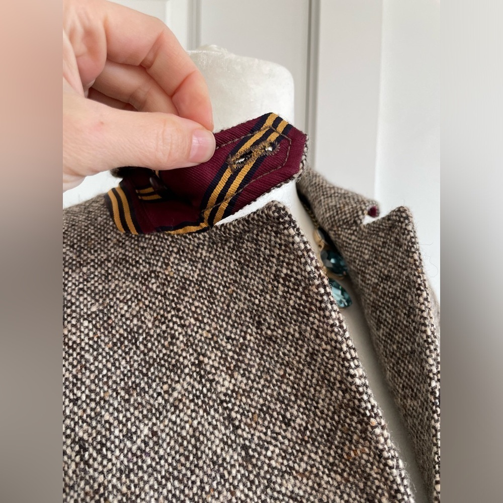 J.CREW by John Hanly Irish Tweed wool jacket Blazer contrast collar size 8 - Picture 10 of 17